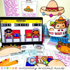 a cinco de mayo virtual field trip with activities like crown crafts, color by codes, and writing