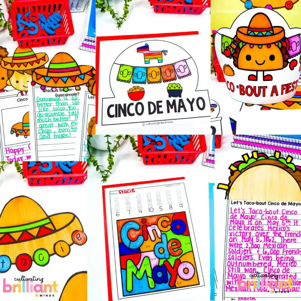 Cinco de Mayo Virtual Field Trip - Cultivating Brilliant Minds a cinco de mayo virtual field trip with activities like crown crafts, color by codes, and writing