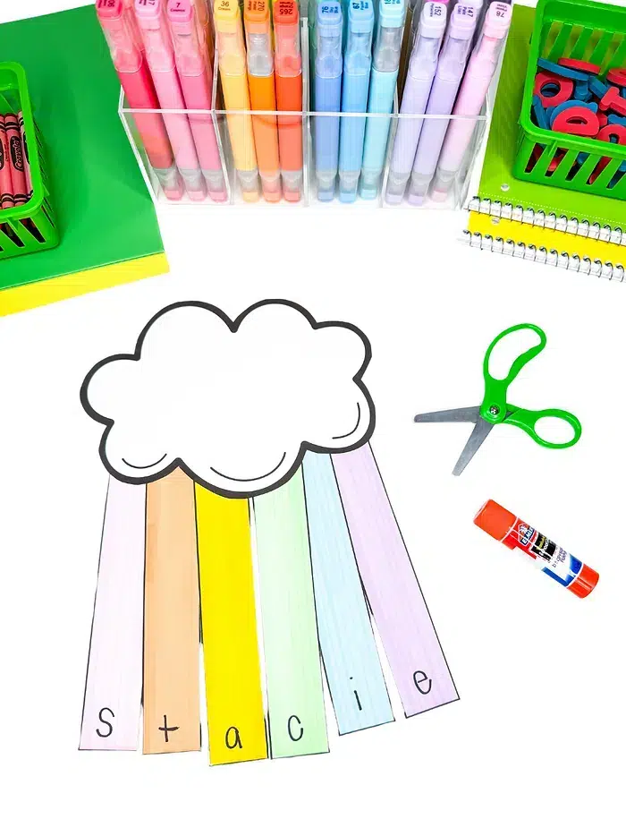 a photo of a cloud and rainbow craft.