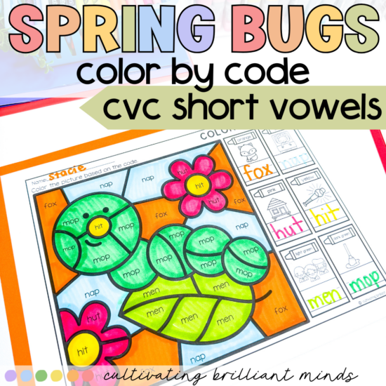 1 - Cultivating Brilliant Minds Spring bugs color by code