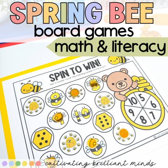 1 - Cultivating Brilliant Minds Spring bees board games for math and literacy