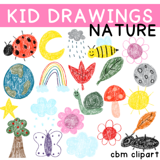 Kid drawings of nature clipart