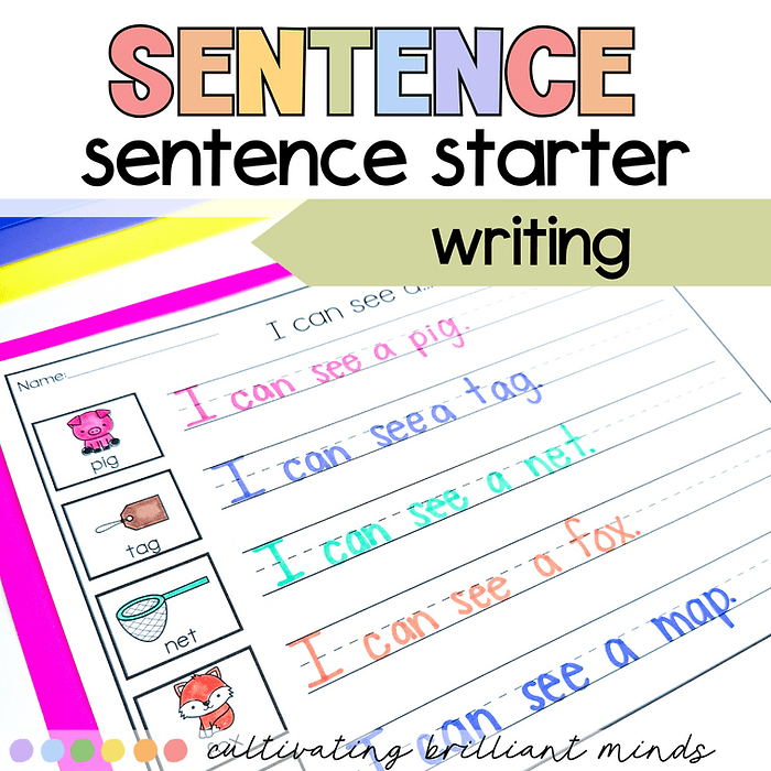 A Sentence Writing Worksheet With a sentence starter.