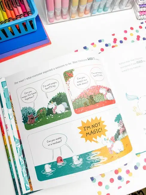 a photo of the picture book "Wee Unicorn"