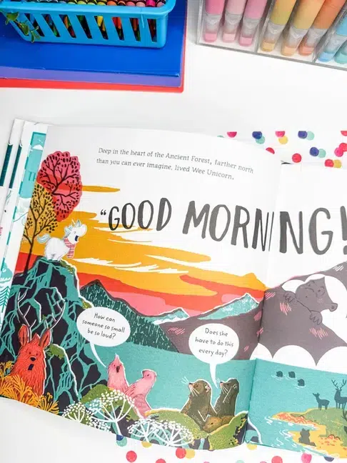 a photo of the picture book "Wee Unicorn"