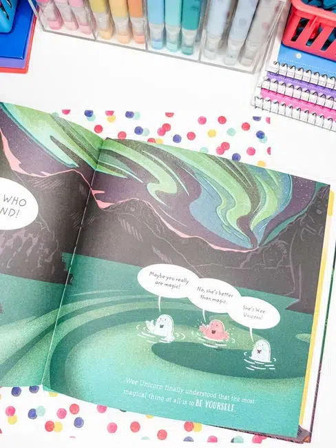 a photo of the picture book "Wee Unicorn"