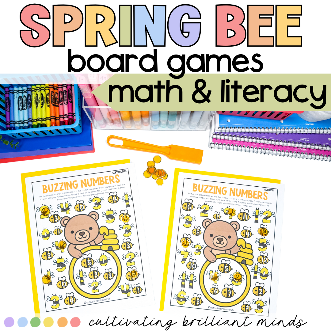 2 - Cultivating Brilliant Minds Spring bees board games for math and literacy