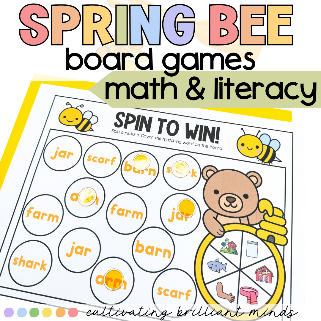 3 - Cultivating Brilliant Minds Spring bees board games for math and literacy
