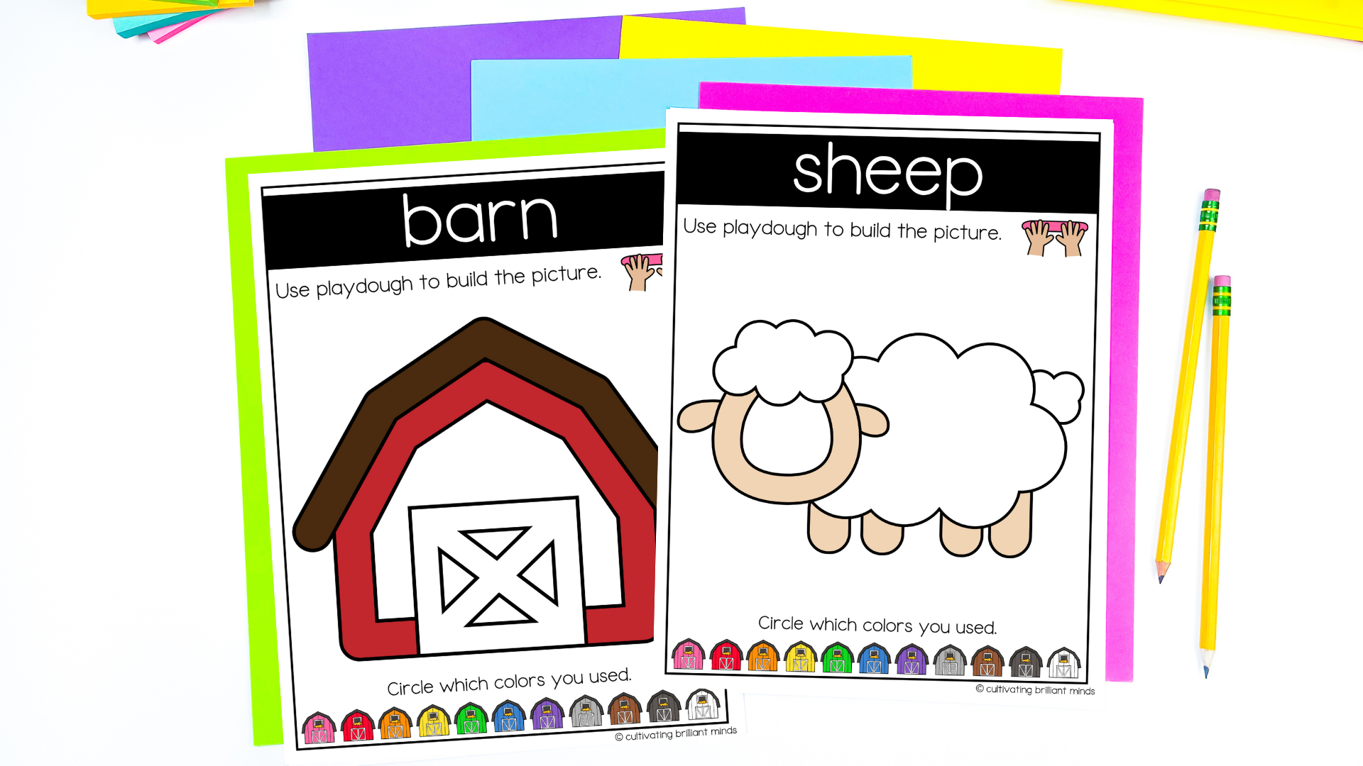 farm playdough mats