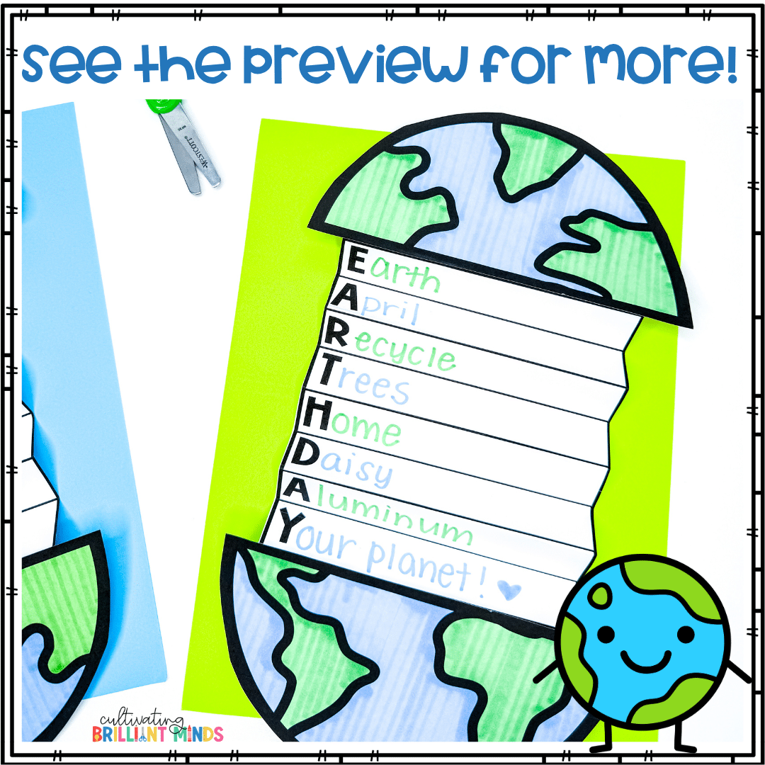 Earth Day Acrostic Poem - Cultivating Brilliant Minds an acrostic poem of "EARTH DAY"