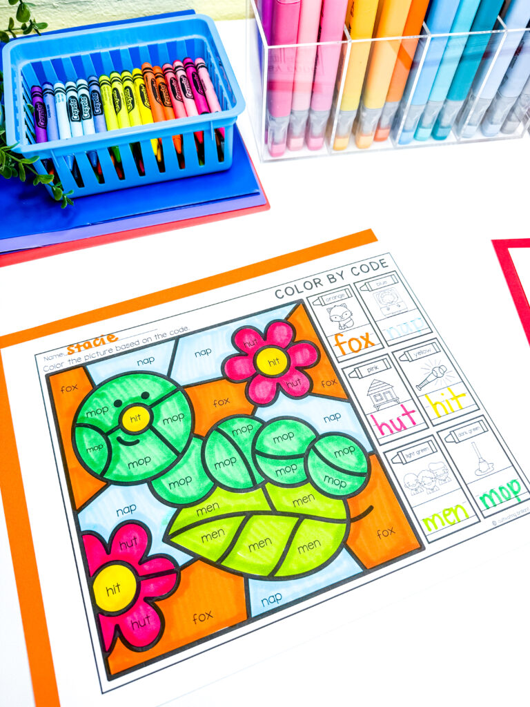 IMG_6207 - Cultivating Brilliant Minds a bug-themed color by code worksheet of a caterpillar