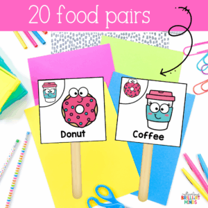 Food Pair Partner Cards - Cultivating Brilliant Minds donut and coffee partner cards to pair students up