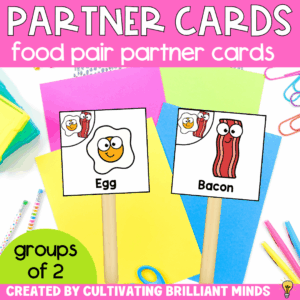 Food Pair Partner Cards - Cultivating Brilliant Minds eggs and bacon partner cards to pair students up