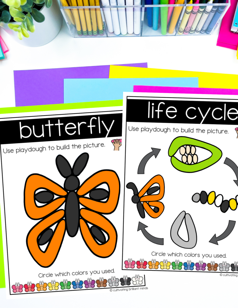 Butterfly life cycle playdough mats