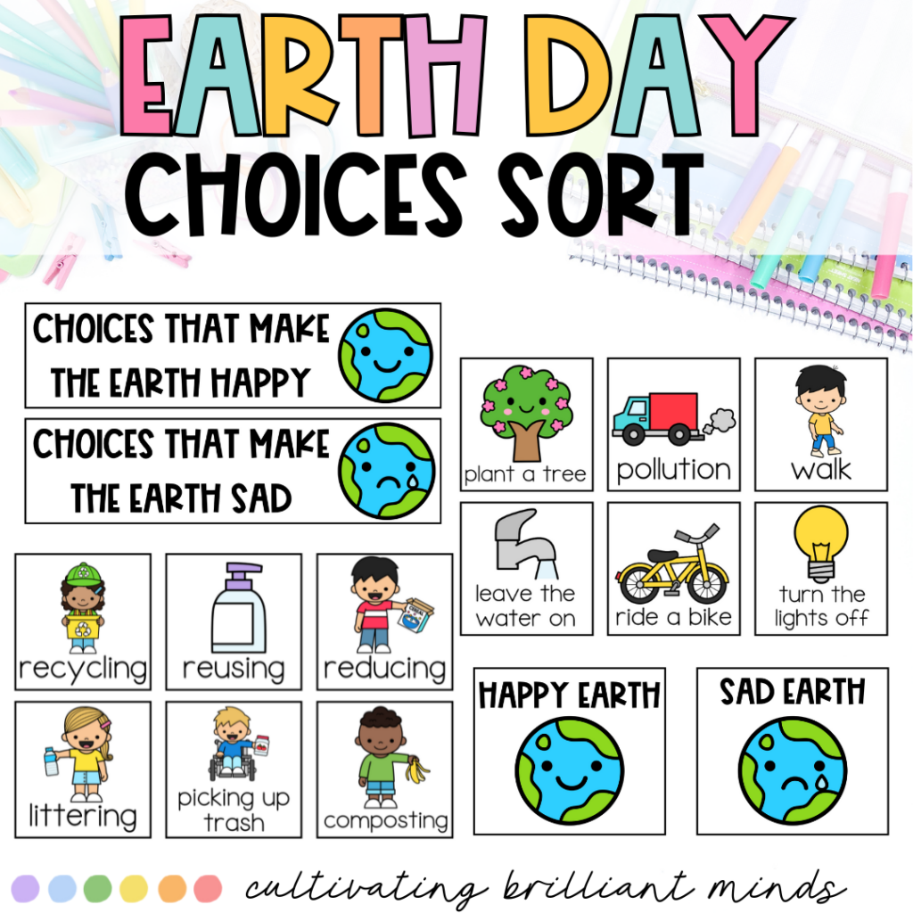 cover earth day choices sort - Cultivating Brilliant Minds earth day choices sort product photo