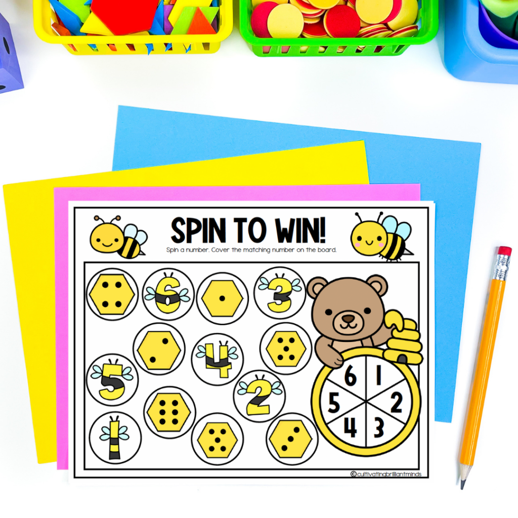 image - Cultivating Brilliant Minds A printable board game that practices number identification in numbers 1-6