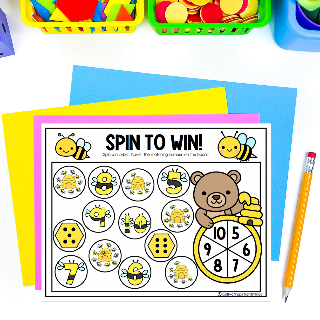 Spring bees board games for math and literacy