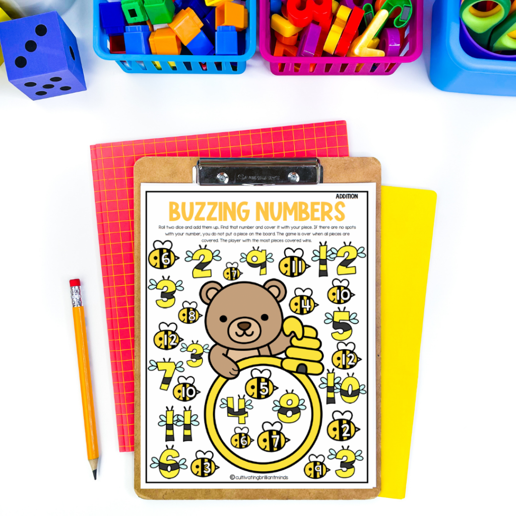 image - Cultivating Brilliant Minds A printable board game that practices addition skills