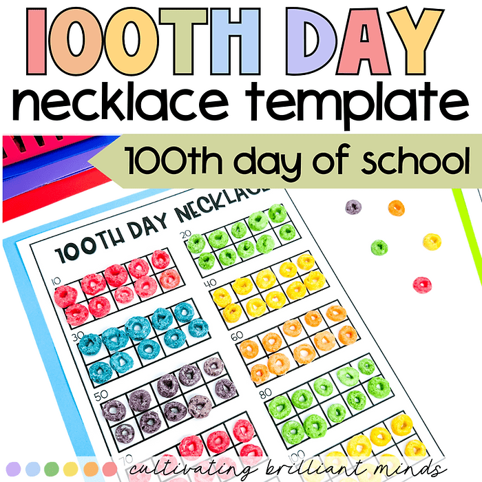 image - Cultivating Brilliant Minds One hundredth day of school necklace template