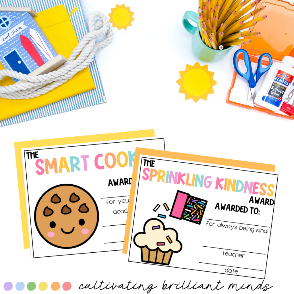 1 - Cultivating Brilliant Minds End of the year editable student awards