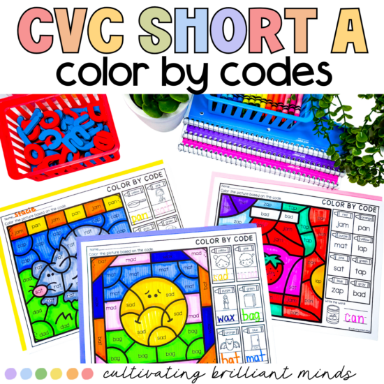 CVC short A color by codes