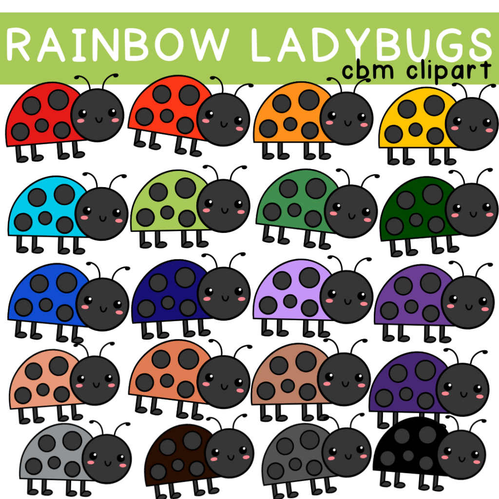Rainbow ladybugs clipart