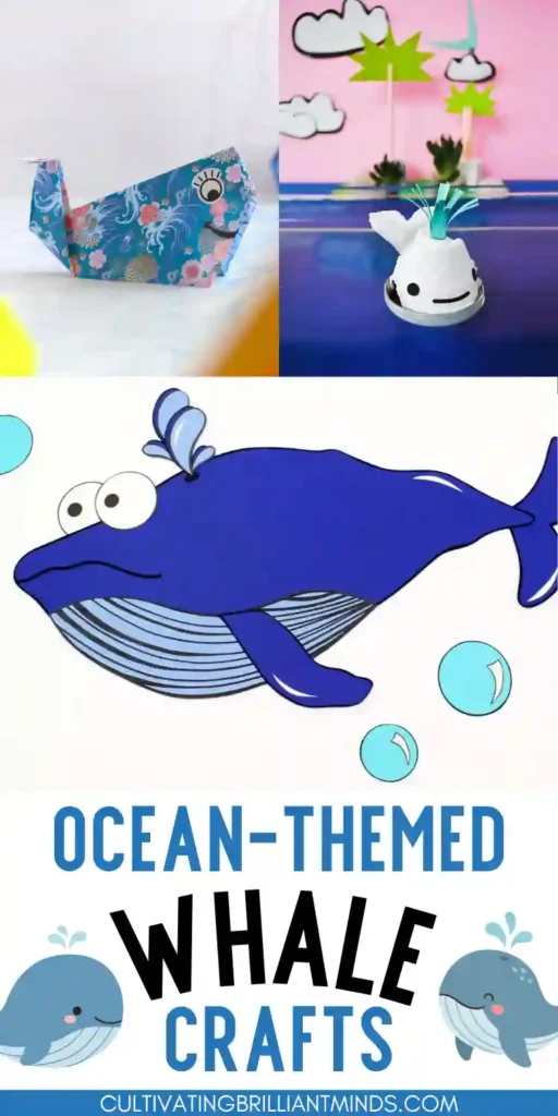 a collage of whale crafts for kids