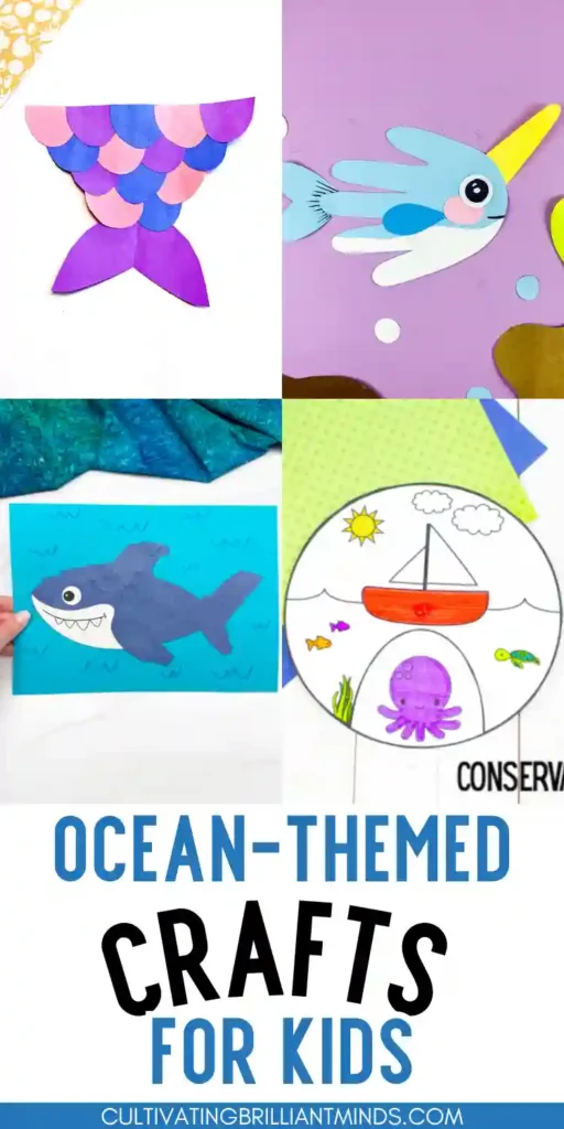 a collage of ocean crafts for kids