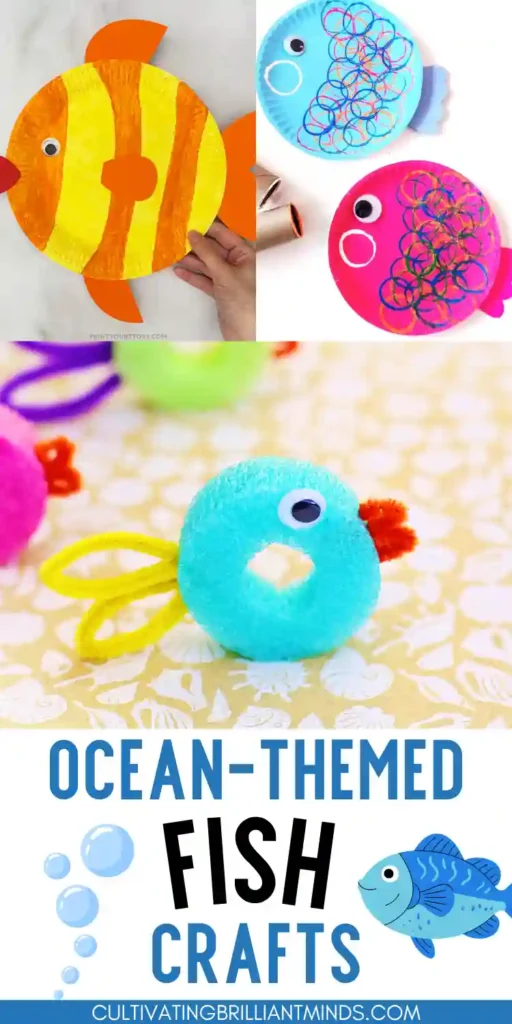 a collage of fish crafts for kids