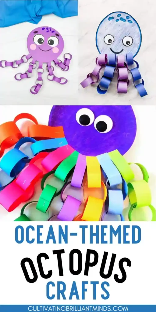 a collage of octopus crafts for kids
