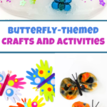 Butterfly themed Crafts and Activities - Cultivating Brilliant Minds collage of butterfly-themed crafts and activities for kids