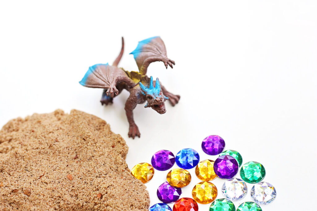 Dragon_s Lair Sensory Bin Supplies - Cultivating Brilliant Minds Dragon's Lair Sensory Bin Materials