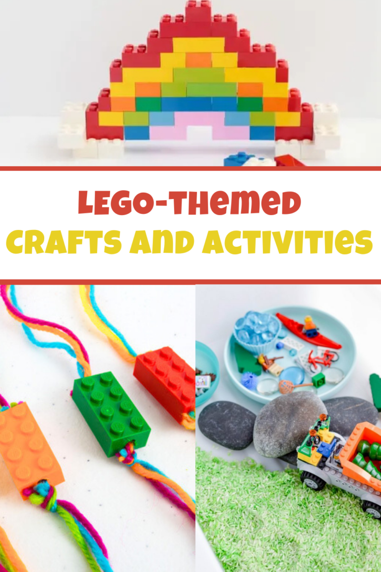 a collage of lego crafts and activities