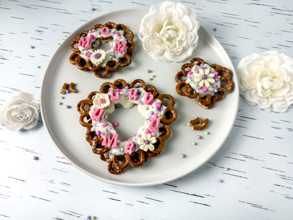 Mother's Day Pretzel Wreath on White Birch1 - Cultivating Brilliant Minds mother's day pretzel wreath