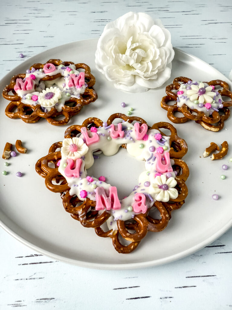 Mother's Day Pretzel Wreath on White Birch6 - Cultivating Brilliant Minds mother's day pretzel wreath