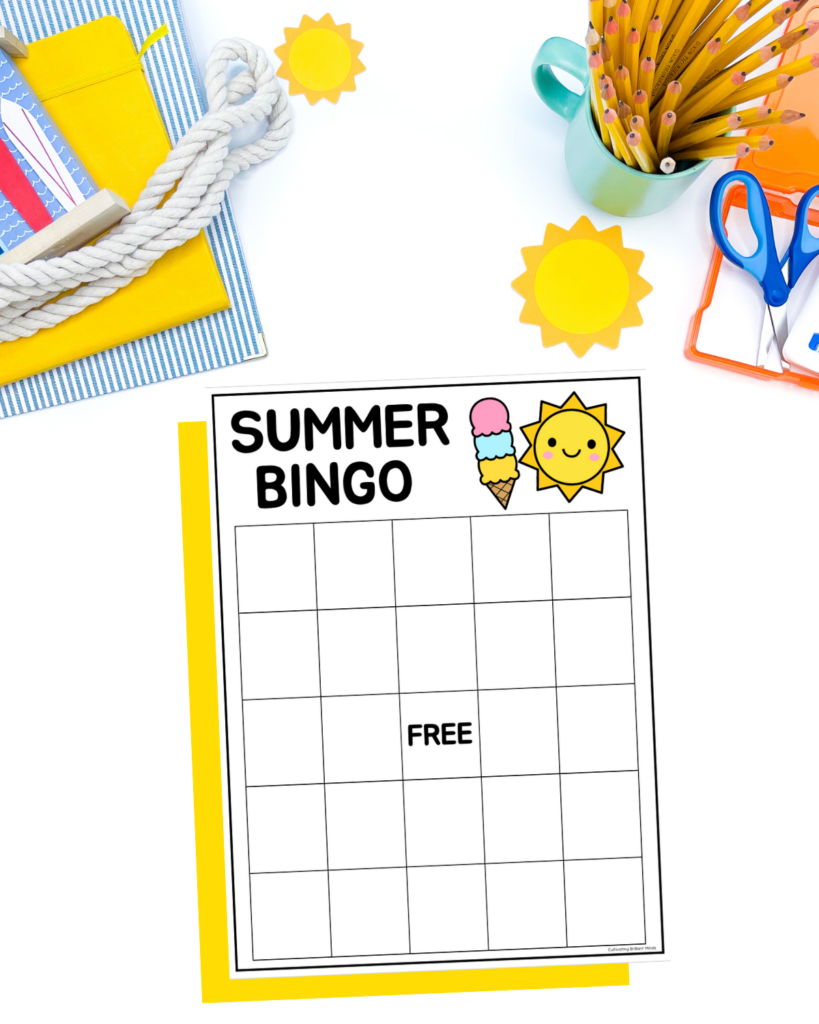 Summer Bingo Board - Cultivating Brilliant Minds blank bingo card