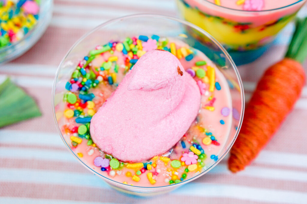 peeps pudding cups set 4-04 - Cultivating Brilliant Minds Easter peed rainbow pudding cup