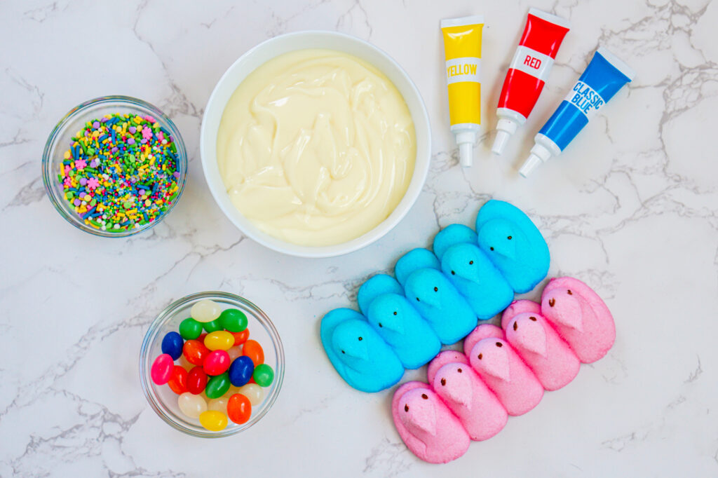 peeps pudding cups shared process-40 - Cultivating Brilliant Minds ingredients needed to make the rainbow pudding cups