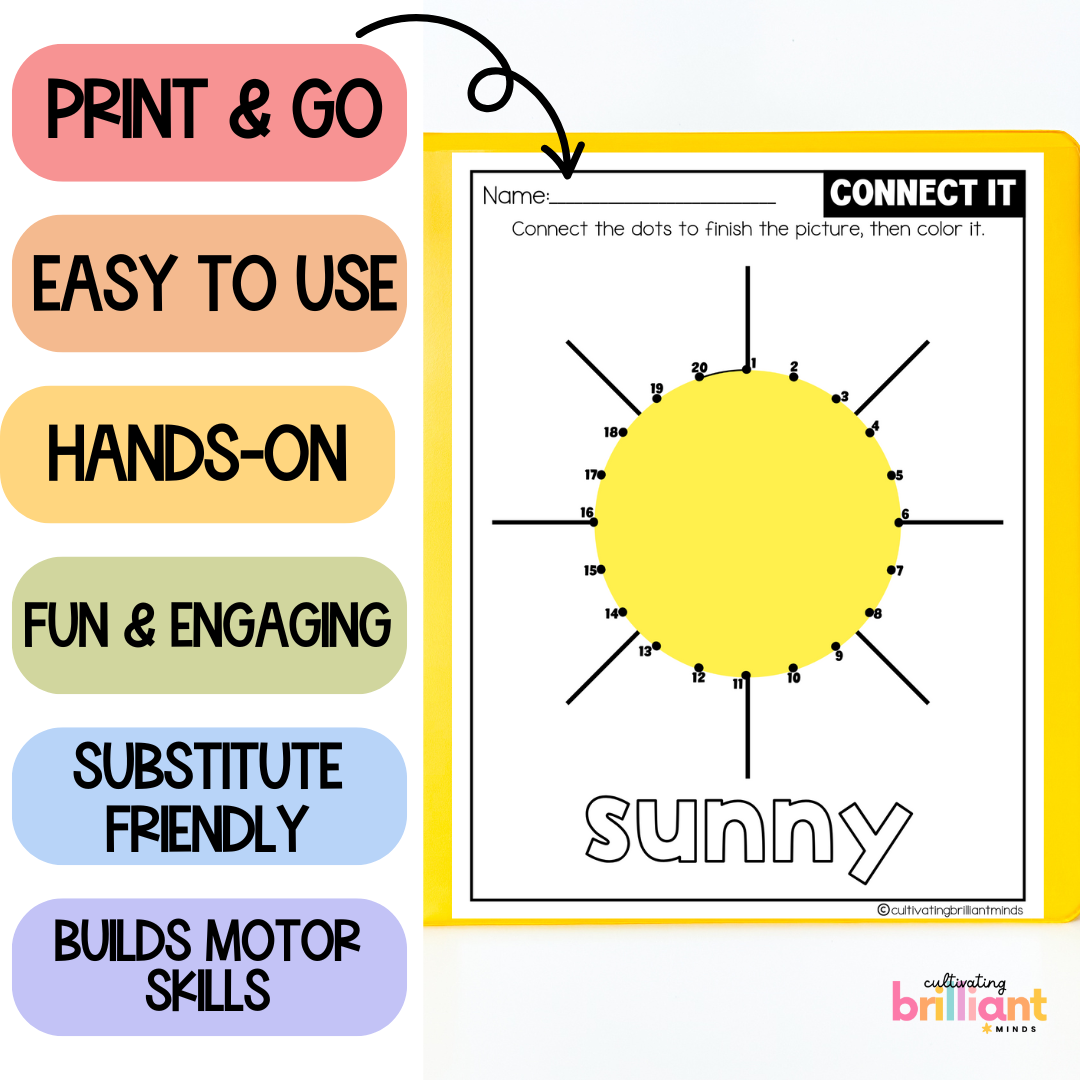 6 - Cultivating Brilliant Minds Weather dot to dot pages
