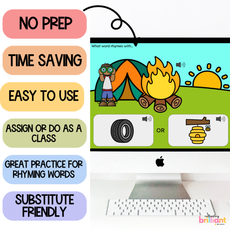 Digital Rhyming Words Interactive Game Google Slides Rhyming Activities ...