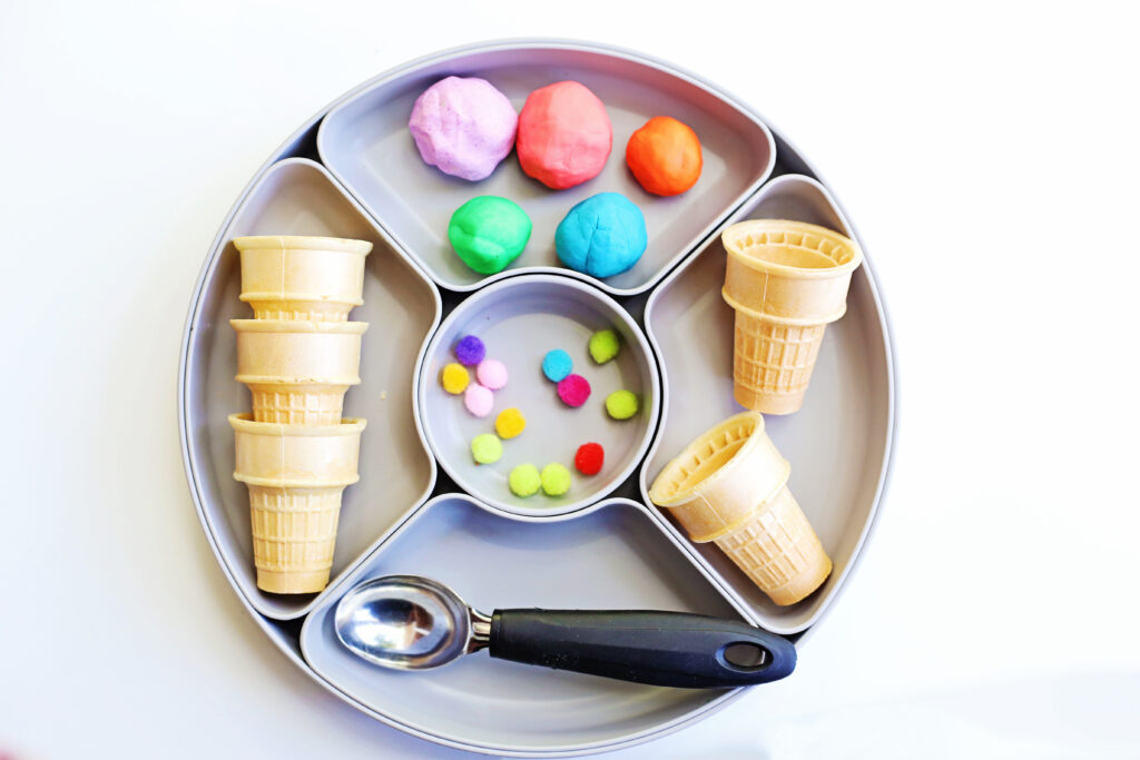 Ice Cream Shop Playdough Activity Supplies - Cultivating Brilliant Minds pretend play ice cream shop