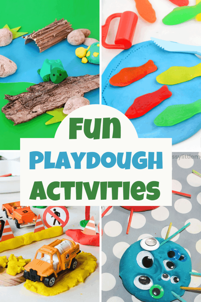 a collage of fun playdough activities for kids