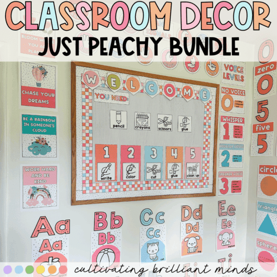 1 - Cultivating Brilliant Minds Just peachy classroom decor bundle