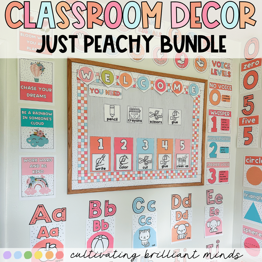 1 - Cultivating Brilliant Minds Just peachy classroom decor bundle