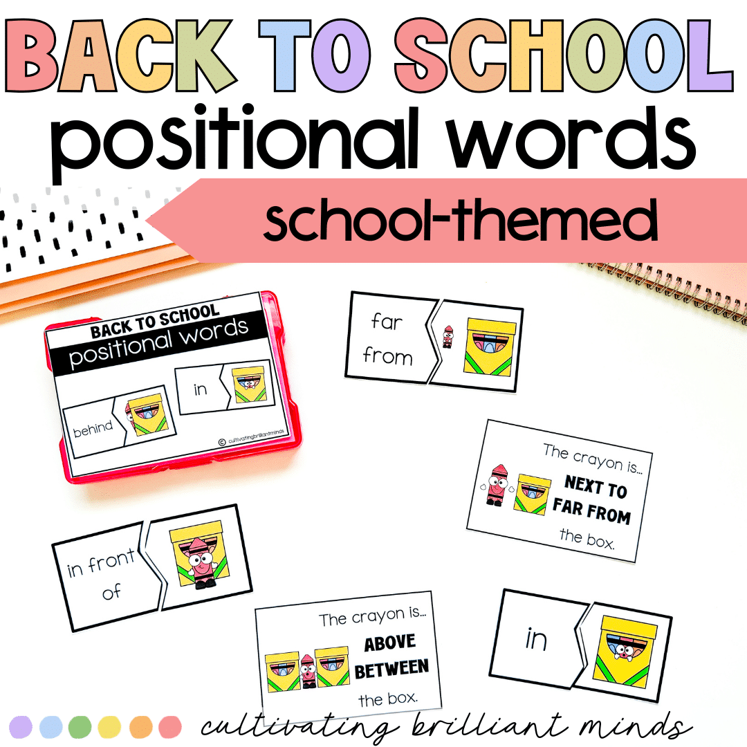 1 - Cultivating Brilliant Minds back to school position words activities