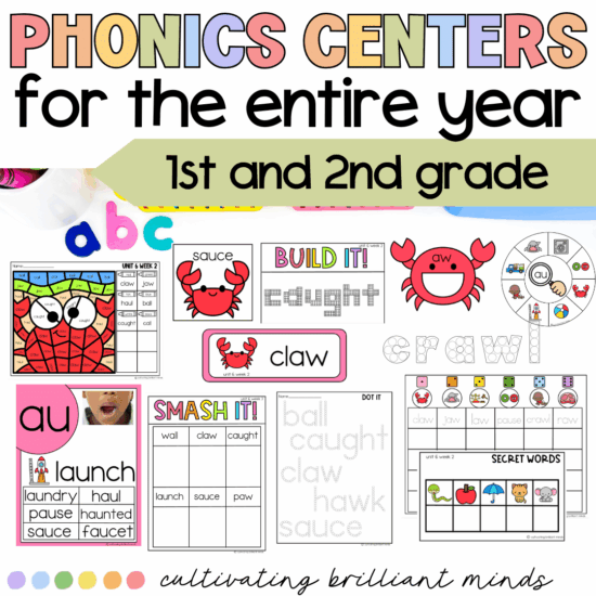 Phonics centers for the whole year