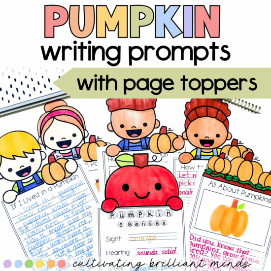 Pumpkin writing prompts with page toppers