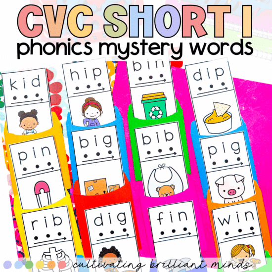 CVC short I phonics mystery words