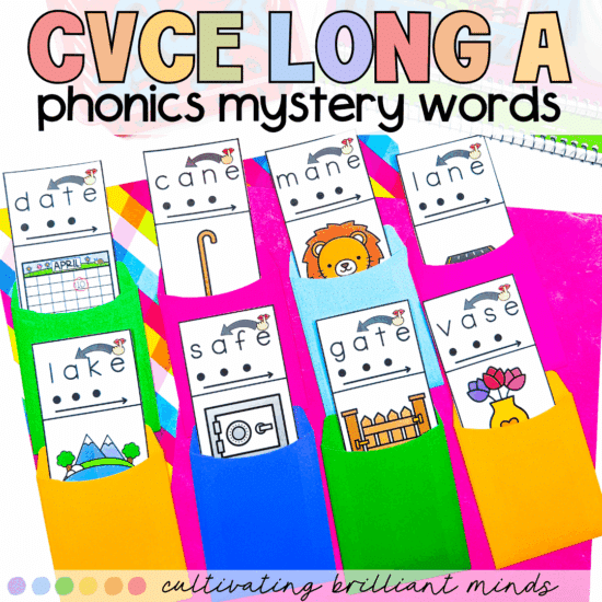 CVCE long A phonics mystery words