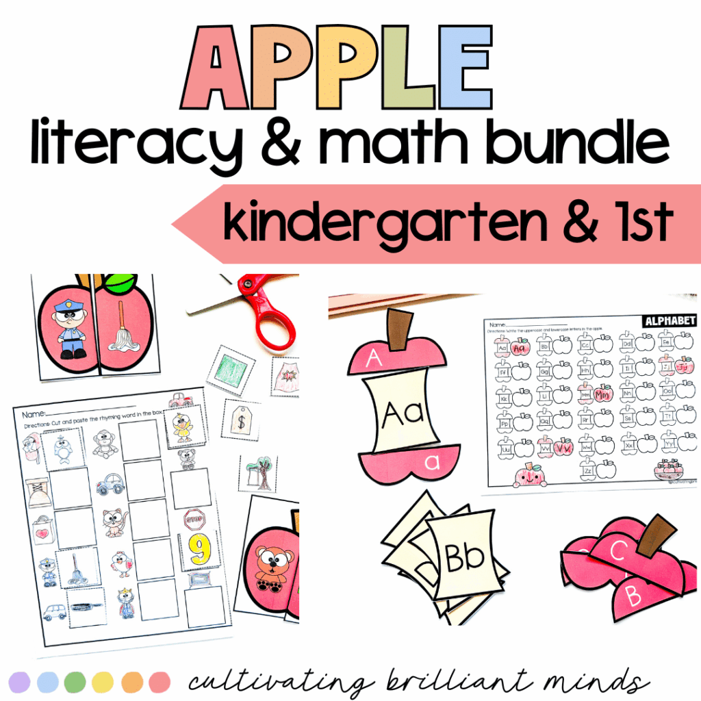 Apple themed literacy and math centers